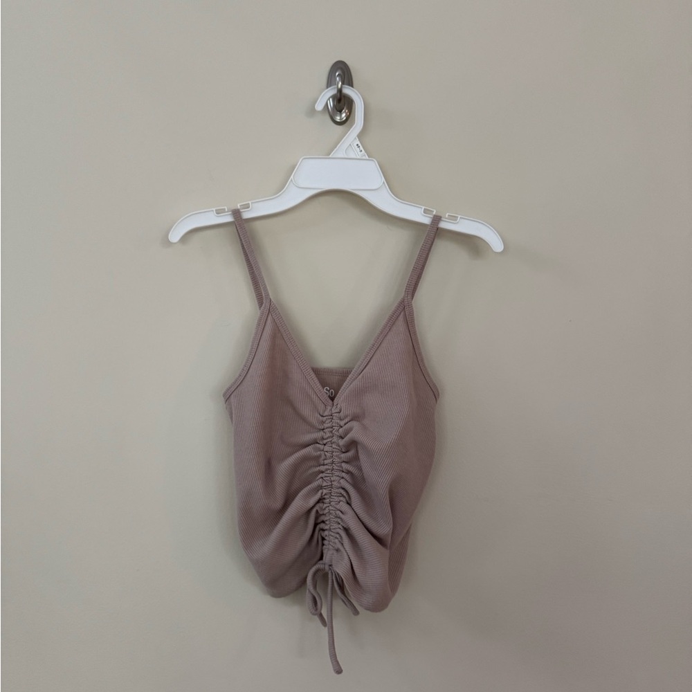 SO Pink Ruched Tie Front Cami